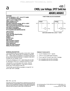 ADG801/ADG802 <0.5 Ω CMOS, Low Voltage, SPST Switches