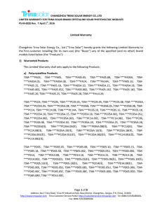 Page 1 of 8 Limited Warranty Changzhou Trina Solar Energy Co