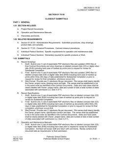 Closeout Submittals - Parkrose School District