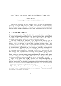 Alan Turing: the logical and physical basis of computing