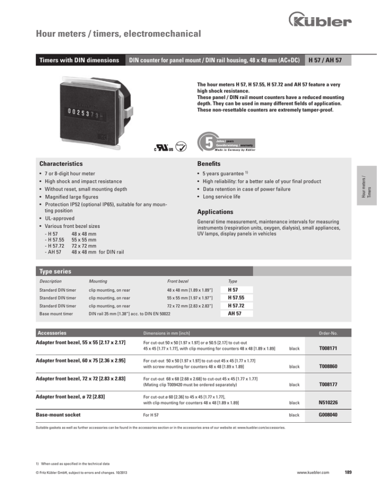 Hour meters / timers, electromechanical