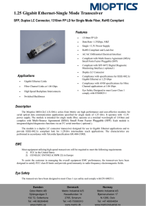 1.25 Gigabit Ethernet-Single Mode Transceiver