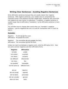 Writing Clear Sentences: Avoiding Negative Sentences