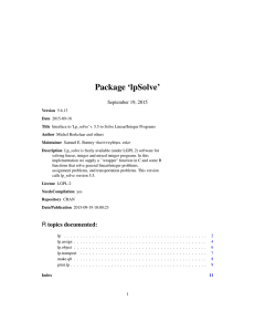 Package `lpSolve`