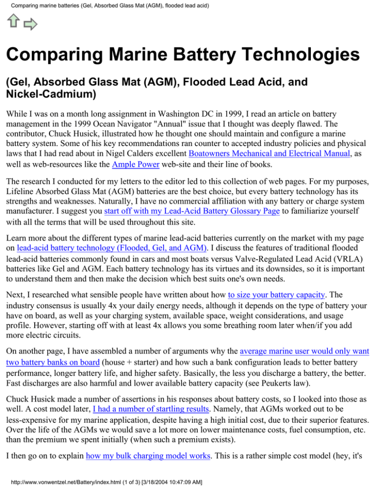 Comparing marine batteries (Gel, Absorbed Glass Mat (AGM