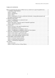 1 TABLE OF CONTENTS Rules on protected zones and on official