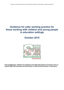 Guidance for safer working practice
