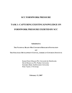 Report on SCC Formwork Pressure