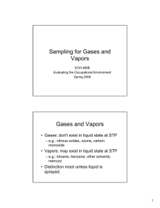 Sampling for Gases and Vapors Gases and Vapors