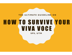 Surviving VIVA – VOCE - School of Graduate Studies