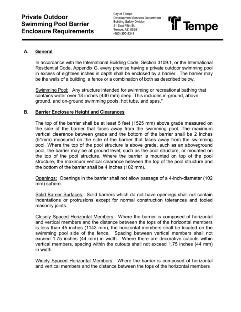 Private Outdoor Swimming Pool Barrier Enclosure Requirements