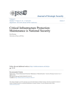 Critical Infrastructure Protection: Maintenance is National Security