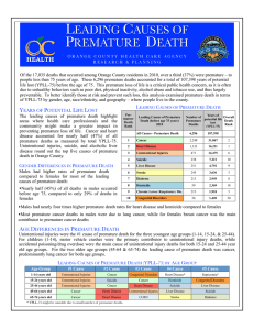 Leading Causes of Premature Death Fact Sheet