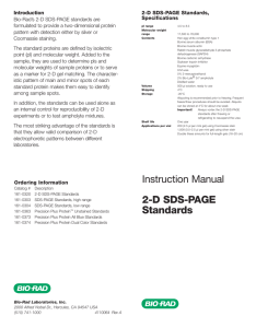 Instruction Manual, 2-D SDS-PAGE Standards - Bio-Rad