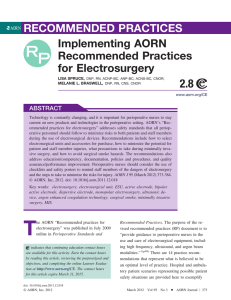 Implementing AORN Recommended Practices for Electrosurgery