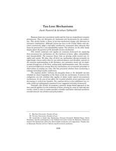 Tax-Loss Mechanisms - The University of Chicago Law Review