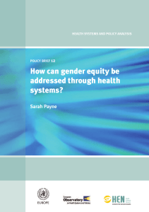 How can gender equity be addressed through health