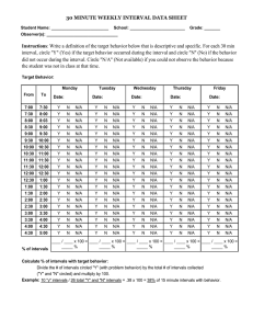 30 MINUTE WEEKLY INTERVAL DATA SHEET Instructions: Write a