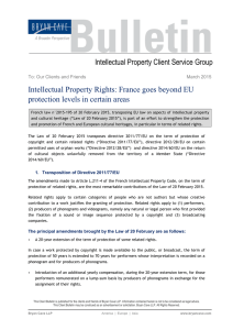 Intellectual Property Rights: France goes beyond EU
