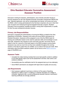 Ohio Resident Educator Summative Assessment Assessor Position