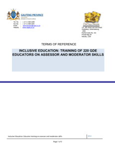 Inclusive Education: Educator training on assessor and moderator