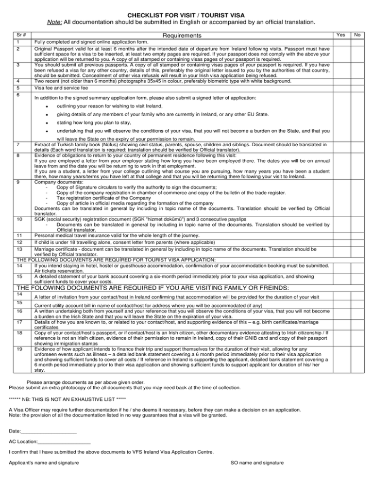 gov.uk tourist visa checklist