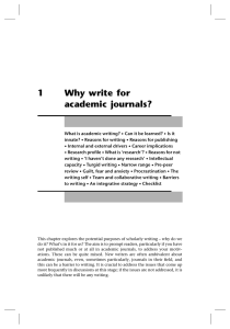 1 Why write for academic journals?