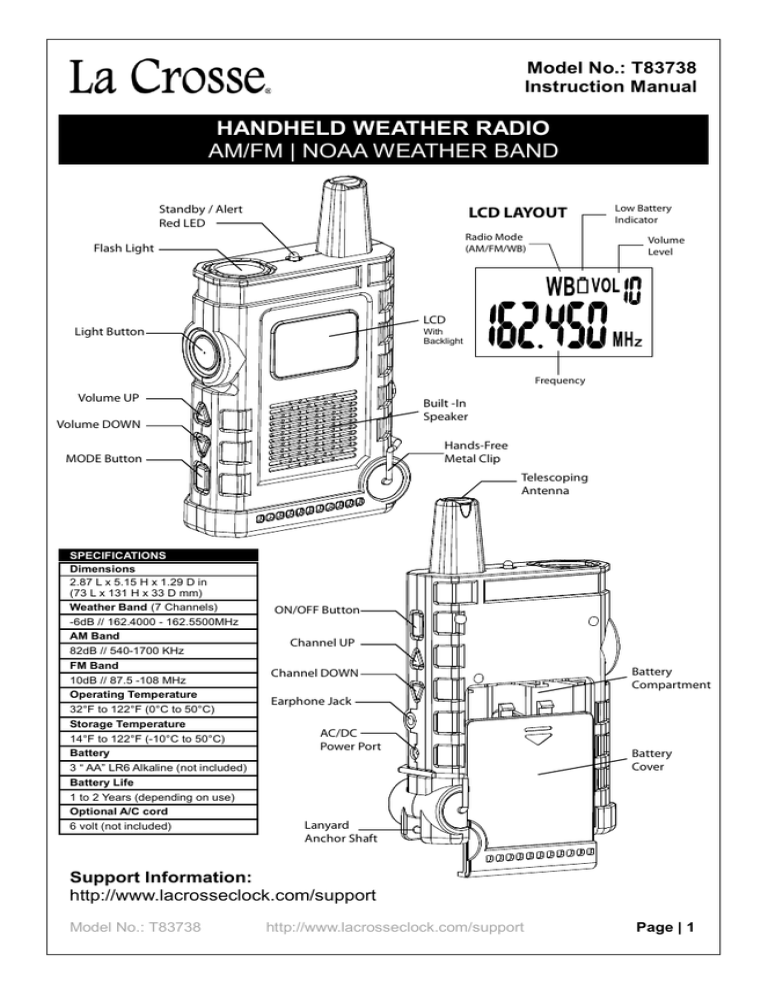 Handheld Weather Radio Am fm Noaa Weather Band