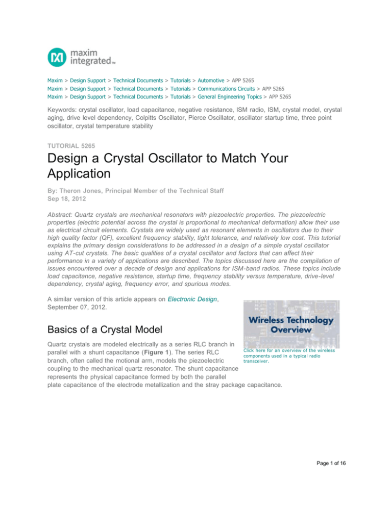 Design a Crystal Oscillator to Match Your Application Tutorial