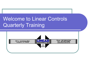 Welcome to Linear Controls Quarterly Training
