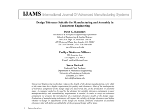 Design Tolerance Suitable for Manufacturing and Assembly i