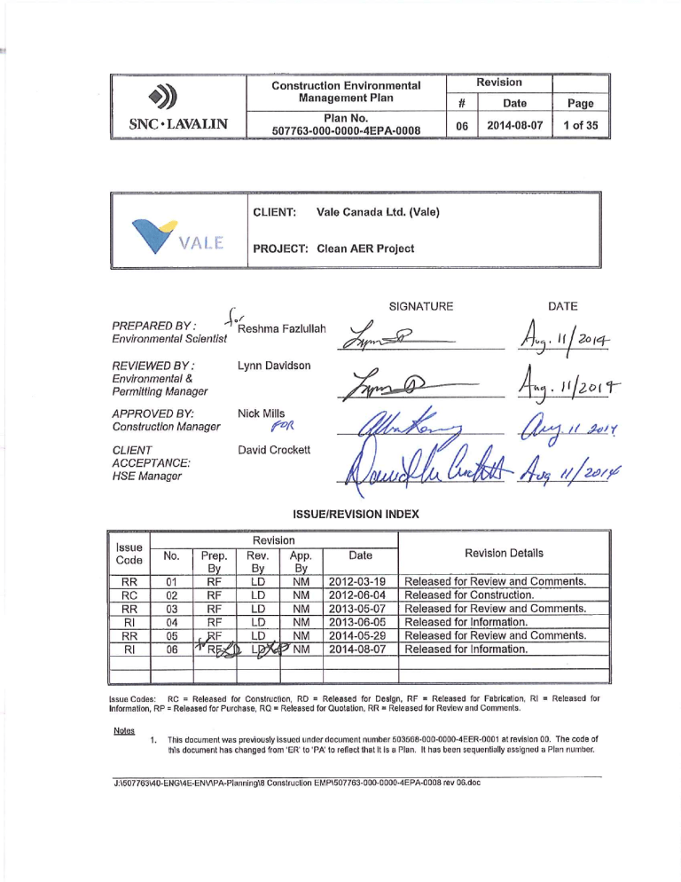 Construction Environmental Management Plan