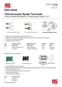 Data sheet Thermocouple Spade Terminals