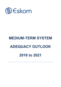 MEDIUM-TERM SYSTEM ADEQUACY OUTLOOK 2016 to