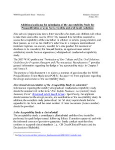 Additional guidance for submission of the Acceptability Study for
