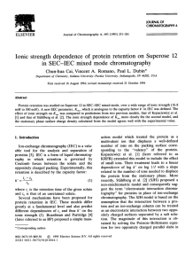 Ionic strength dependence of protein retention on Superose 12 in