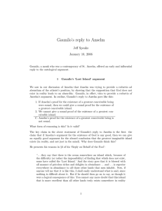 Gaunilo`s reply to Anselm