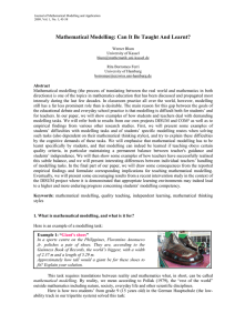 Mathematical Modelling: Can It Be Taught And Learnt?