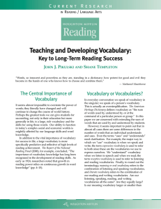 Teaching and Developing Vocabulary: Key to Long