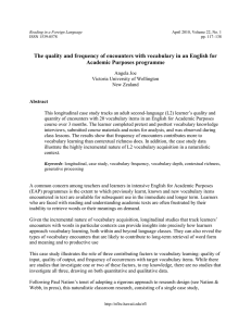The quality and frequency of encounters with vocabulary in an