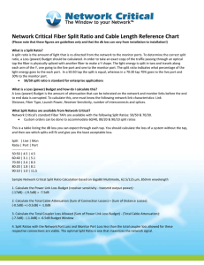Fibre Split Ratio and Cable Length Reference Chart