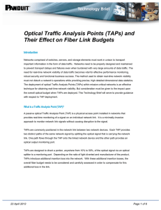 Optical Traffic Analysis Points (TAPs) and Their Effect on