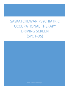 saskatchewan psychiatric occupational therapy driving screen (spot