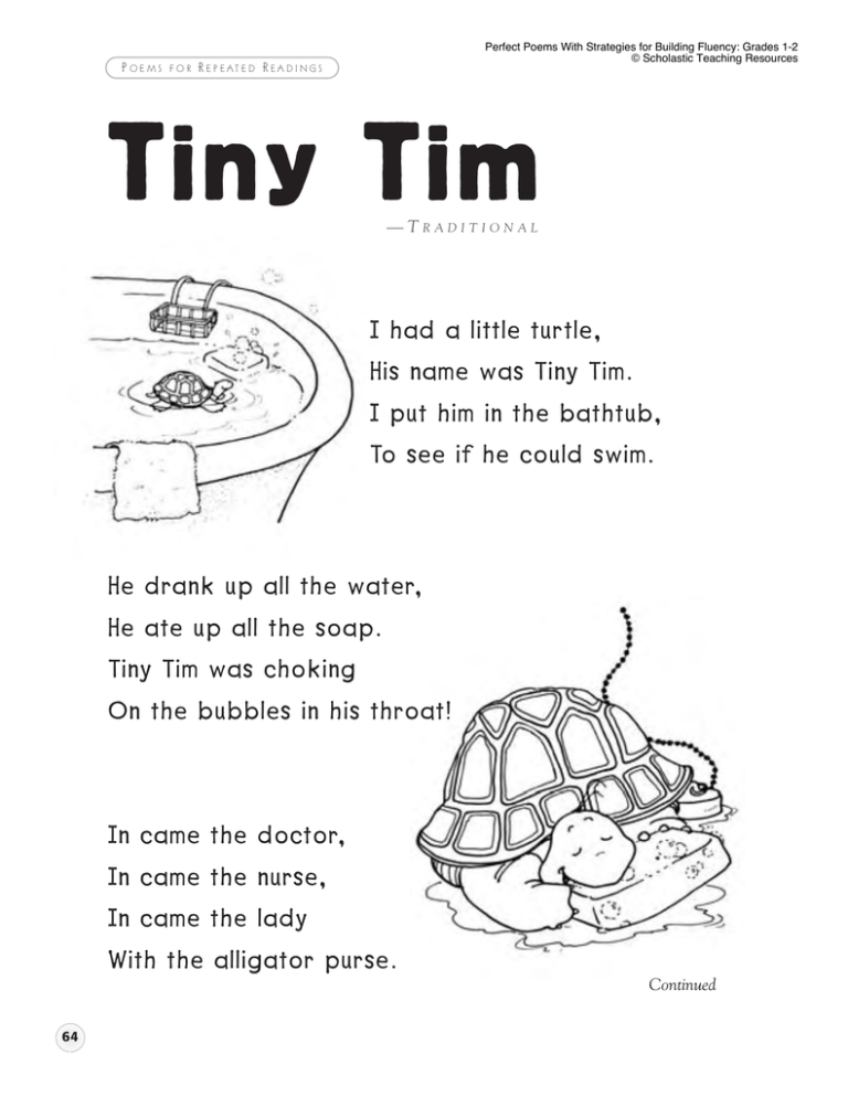 I Had A Little Turtle His Name Was Tiny Tim I Put Him In