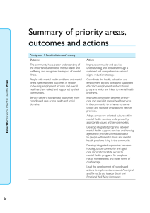 Summary of priority areas, outcomes and actions