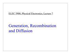 Physical Electronics Lecture 7, Generation, Recombination and