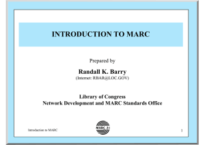 Introduction to MARC (PDF, 84KB, Not barrier