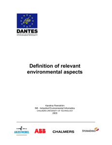 Definition of relevant environmental aspects