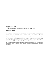 Appendix A3 - Environmental aspects, impacts and risk assessment