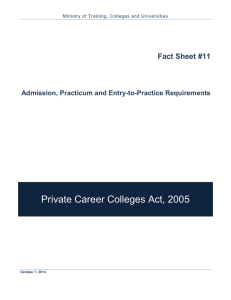 Admission, Practicum and Entry-to-Practice Requirements